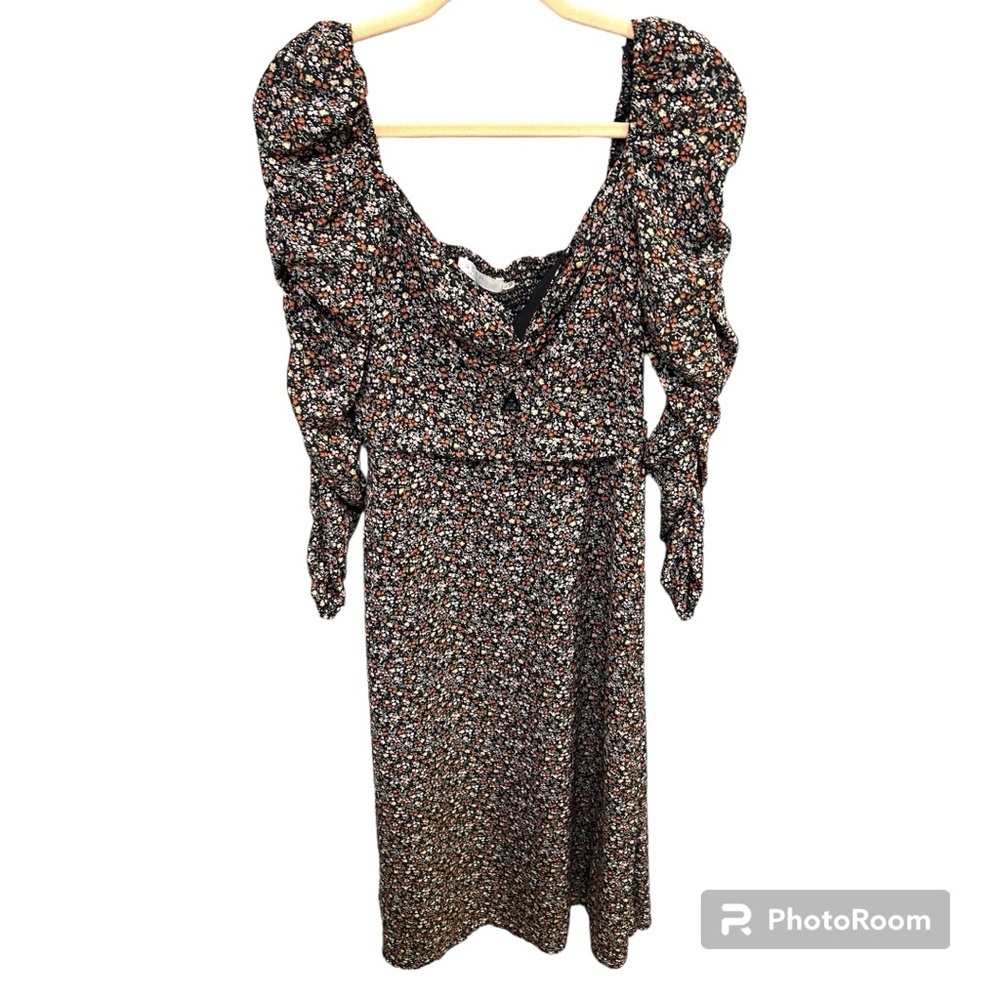 ASTR the Label Floral Long Sleeve Midi Dress Cutout detail size large H0575